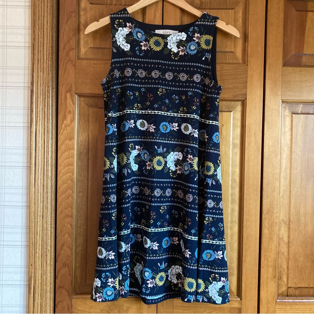 LOFT Floral Sleeveless Swing Dress